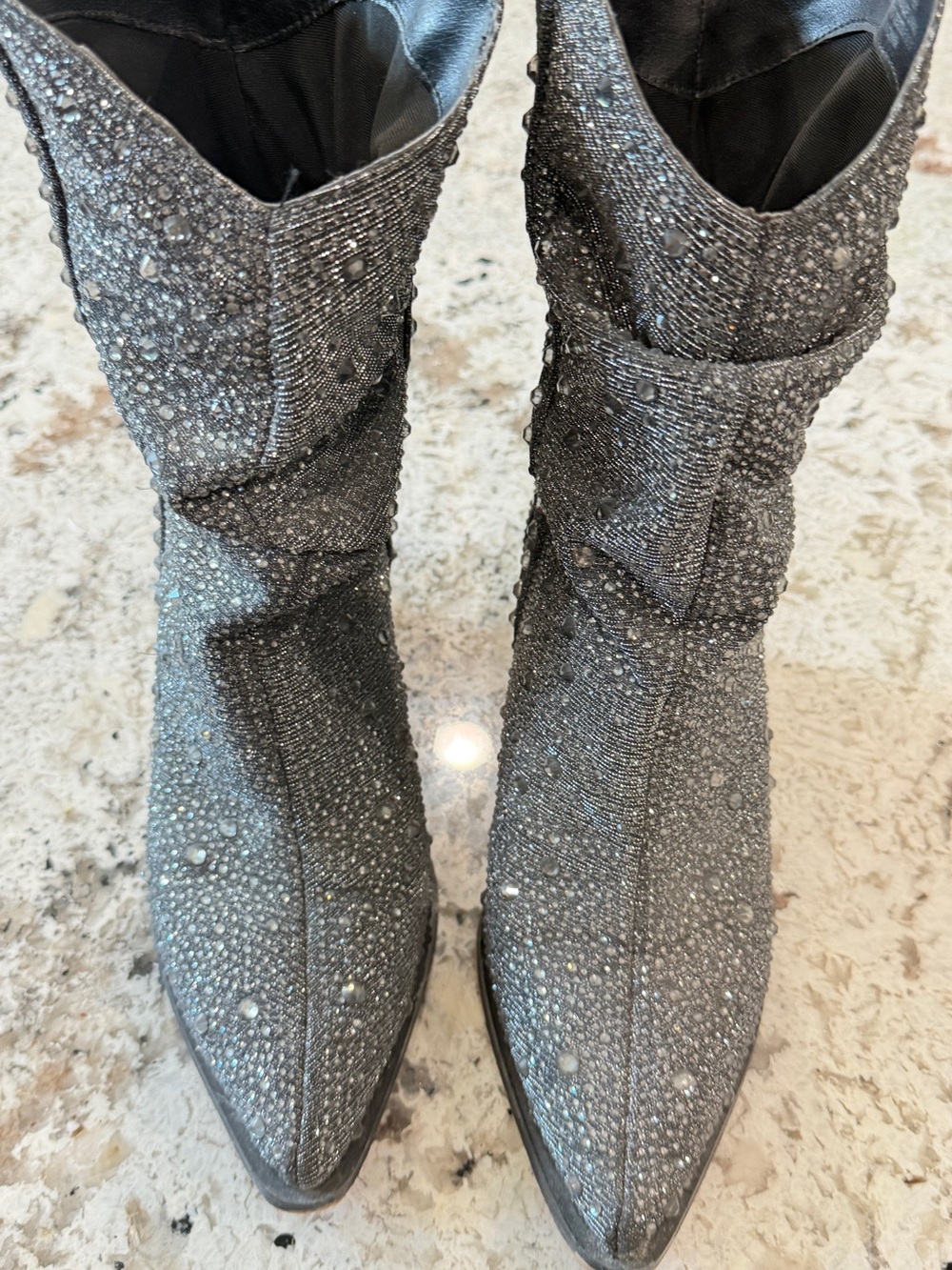 Jessica Simpson Women's Sparkle Pointed-Toe Boots - Silver
